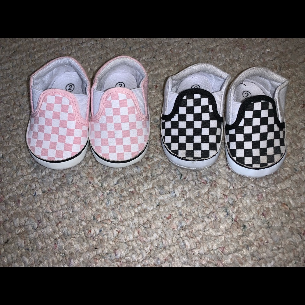 2 pair of baby slip on shoes